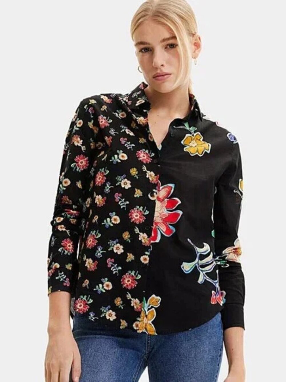 Desigual "Singapur" Cotton Floral Blouse, NWT Size Medium